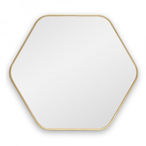 Шестиугольное зеркало в золотой тонкой раме Hexagon M Gold (Хексаген) Smal 80*74 см